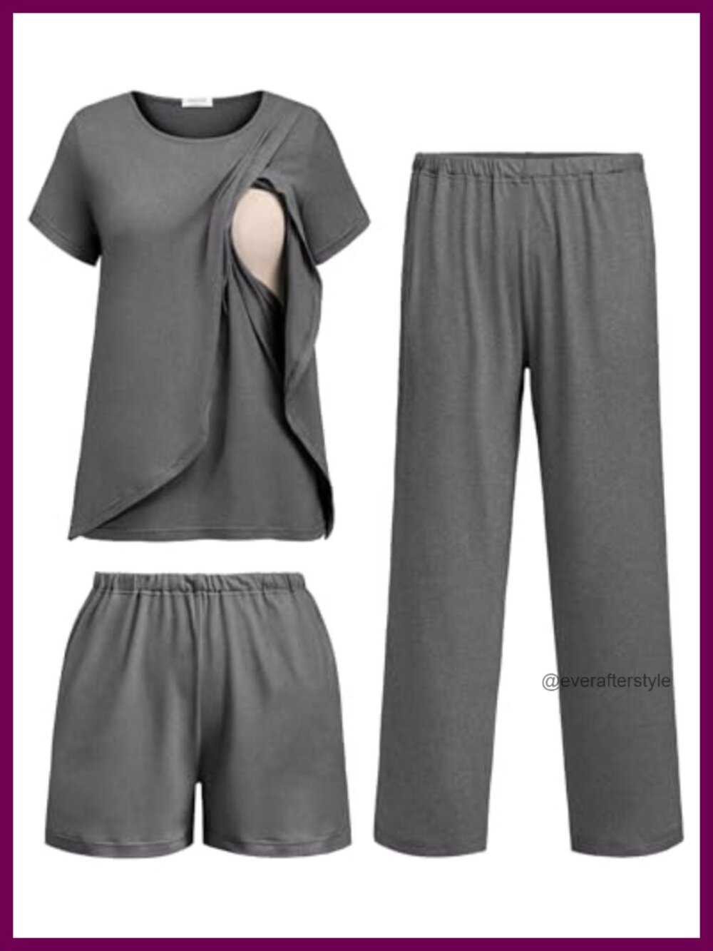 3 PC Maternity Nursing Pajama Set Breastfeeding PJS Sleep Lounge